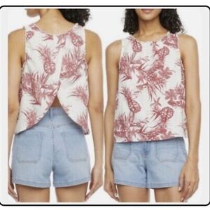 NWT A.N.A open back sleeveless pineapple tropical women sz M shirt